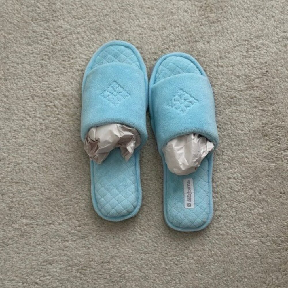 NWOT Dearfoam Slippers - Light Blue Size L (9-10)